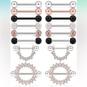 # 43   16G 14G Surgical Steel Tongue Ring,Shield Barbell Ring Bar Body Piercing